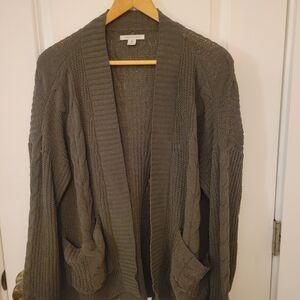 American Eagle Outfitters Khaki Cable Knit Cardigan